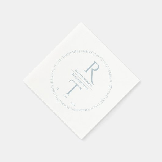 Serviette En Papier Élégant Mariage simple gris blanc (Coin)
