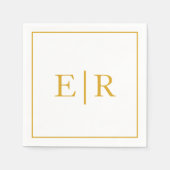 Serviette En Papier Élégant Mariage simple Monogram Gold (Devant)
