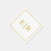 Serviette En Papier Élégant Mariage simple Monogram Gold (Coin)
