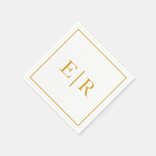 Serviette En Papier Élégant Mariage simple Monogram Gold (Coin)