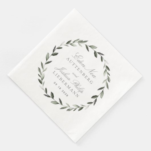 Serviette En Papier Élégant Mariage traditionnel de serrure d'olive (Coin)
