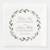 Serviette En Papier Élégant Mariage traditionnel de serrure d'olive (Devant)