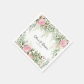 Serviette En Papier Élégant Mariage végétal rose Wisteria (Coin)
