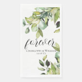 Serviette En Papier Élégant Mariage végétal vert pour toujours (Devant)