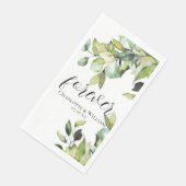 Serviette En Papier Élégant Mariage végétal vert pour toujours (Coin)