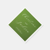 Serviette En Papier Élégant Mariage vert de la mousse (Coin)