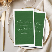 Serviette En Papier Élégant Mariage vert Moss Script