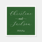 Serviette En Papier Élégant mariage vert mousse Script (Devant)