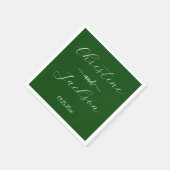 Serviette En Papier Élégant mariage vert mousse Script (Coin)