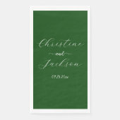 Serviette En Papier Élégant mariage vert mousse Script (Devant)