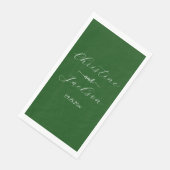 Serviette En Papier Élégant mariage vert mousse Script (Coin)