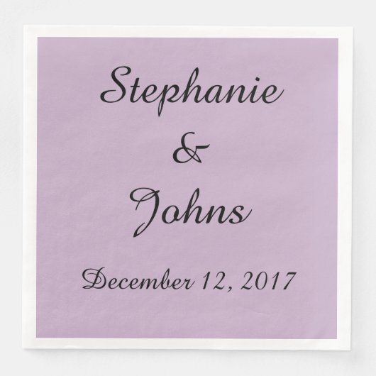 Serviette En Papier Élégant Mariage violet pâle Simple mignon tendance (Devant)