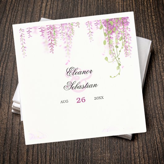 Serviette En Papier Élégant Mariage violet Wisteria