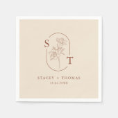 Serviette En Papier Élégant Mariage Whimsical en terre cuite (Devant)