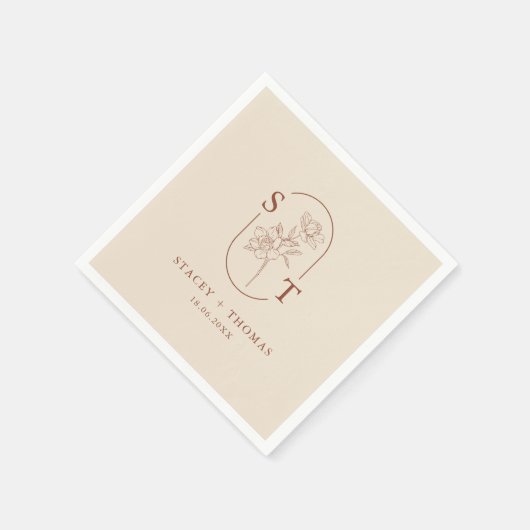 Serviette En Papier Élégant Mariage Whimsical en terre cuite (Coin)