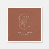 Serviette En Papier Élégant Mariage Whimsical en terre cuite (Devant)