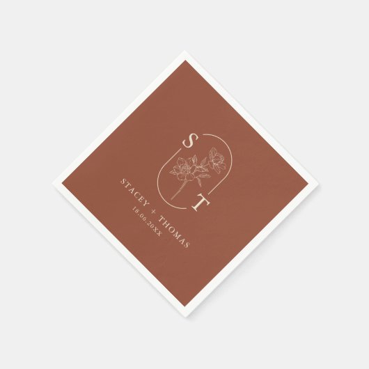 Serviette En Papier Élégant Mariage Whimsical en terre cuite (Coin)