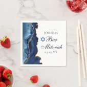 Serviette En Papier Elégant Marine Blue Gold Agate Bar Mitzvah Party (En situation)
