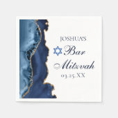 Serviette En Papier Elégant Marine Blue Gold Agate Bar Mitzvah Party (Devant)