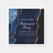 Serviette En Papier Elégant Marine Blue Gold Agate Retraite Party (Devant)