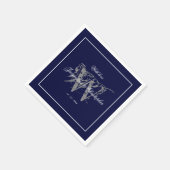 Serviette En Papier Élégant Marine Blue Monogram Noms Mariage classiqu (Coin)