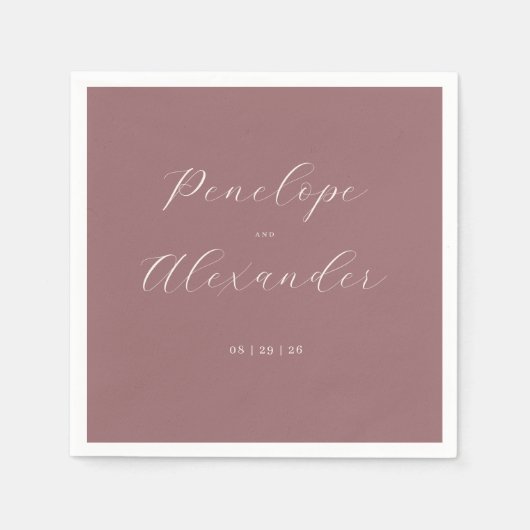 Serviette En Papier Elegant Maroon Calligraphy (Devant)