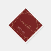 Serviette En Papier Élégant Maroon Gold Graduation Nom géométrique (Coin)