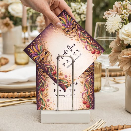 Serviette En Papier Elegant Masquerade Hearts Mardi Gras