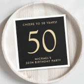 Serviette En Papier Elegant Mens Black Gold 50th Birthday Party