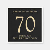 Serviette En Papier Elegant Mens Black Gold 70th Birthday Party (Devant)