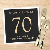 Serviette En Papier Elegant Mens Black Gold 70th Birthday Party