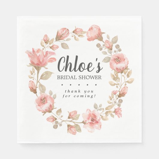 Serviette En Papier Élégant Merci de Fête des mariées rose (Devant)