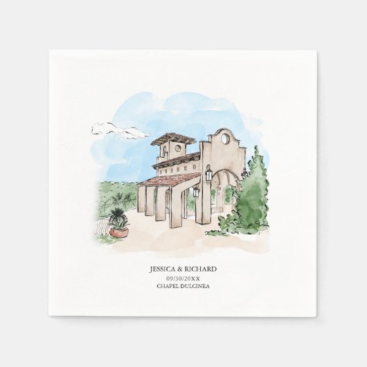 Serviette En Papier Elégant Merci de lieu tiré à la main (Devant)