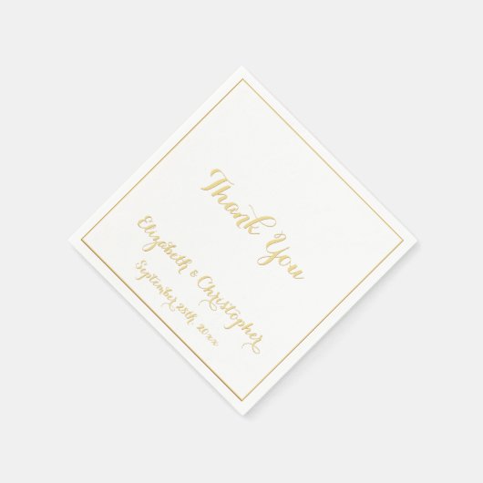 Serviette En Papier Élégant Merci de mariage Faux Gold Papier serviett (Coin)