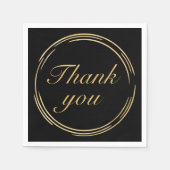 Serviette En Papier Élégant Merci d'or noir (Devant)