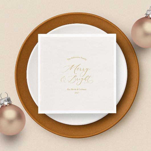 Serviette En Papier Elegant “Merry & Bright” Christmas