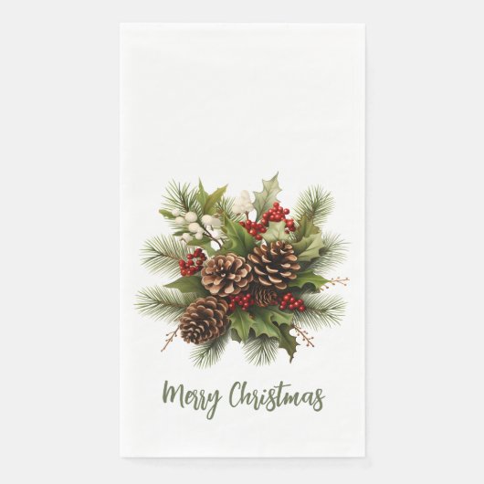 Serviette En Papier Elegant Merry Christmas Garland Paper Guest Towels (Devant)