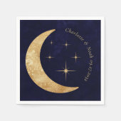 Serviette En Papier Élégant Midnight Celestial Gold Moon Stars Mariage (Devant)