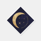 Serviette En Papier Élégant Midnight Celestial Gold Moon Stars Mariage (Coin)