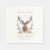 Serviette En Papier Élégant Mignon Cerf Crépusculaire Couronne Florale (Devant)