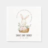 Serviette En Papier Élégant Mignonne Lapin Dans Baby shower Panier Flo (Devant)