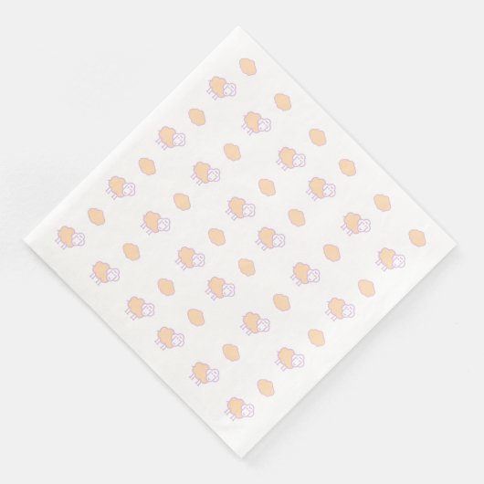 Serviette En Papier Elégant Mignonne Mouton Rose Avec Nuages Motif (Coin)