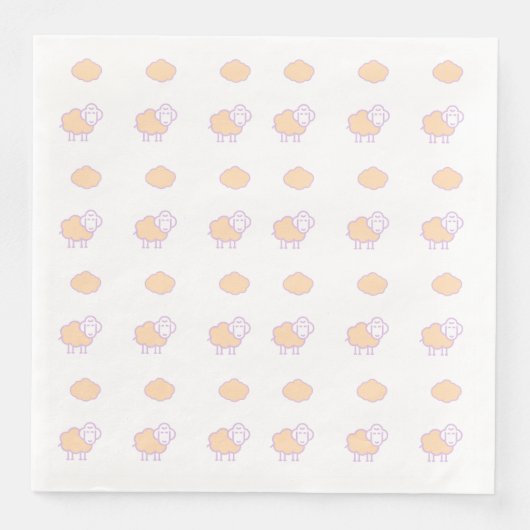 Serviette En Papier Elégant Mignonne Mouton Rose Avec Nuages Motif (Devant)