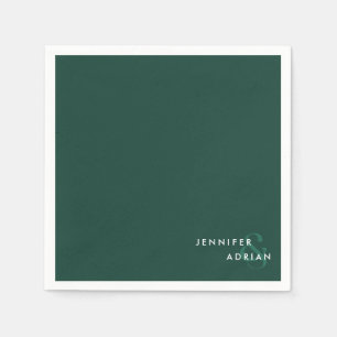 Serviette En Papier Élégant Minimal Brunswick Vert Mariage moderne
