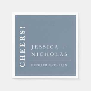 Serviette En Papier Élégant minimal Dusty Blue Mariage moderne