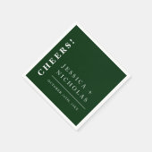 Serviette En Papier Élégant minimal Emerald Green Mariage moderne (Coin)