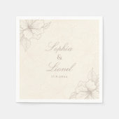 Serviette En Papier Élégant minimal floral off Mariage blanc (Devant)