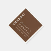 Serviette En Papier Élégant minimal foncé Brown moderne Mariage (Coin)