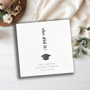 Serviette En Papier Élégant minimal Gras Typographie Graduation Cap