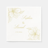 Serviette En Papier Élégant minimal Mariage d'or Floral (Devant)